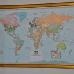 World map asking guests to pin their home location World map asking guests to pin their home location
