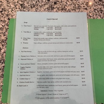 Thai Spoon - Lunch Special Menu - Thai Near Me - Durham, North Carolina