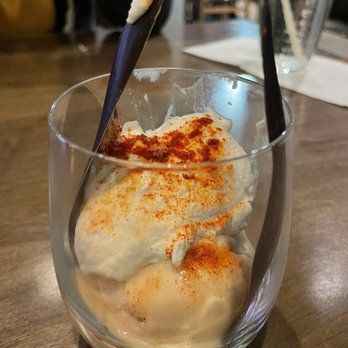 Alter Ego Tempe - Passion Fruit Orange Guava Sorbet (partially melted, brought back out after we finished the entrees) - New American Near Me - Tempe, Arizona