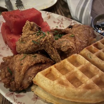 Yardbird - CHICKEN 'N' WATERMELON 'N' WAFFLES.  The chicken is fantastic.  Waffles were fine. - Southern Near Me - Las Vegas, Nevada