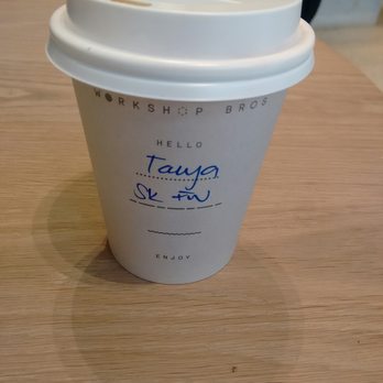 Workshop Brothers - My coffee cup with my name and order on it. Neat and sweet! - Cafes Near Me - Melbourne, VIC