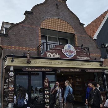 Woltje's - Outside entrance. Making stroopwaffles. July 2025 - Desserts Near Me - Volendam, New Hampshire