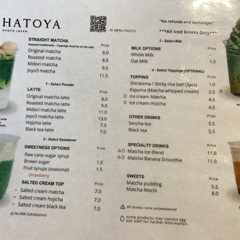 Hatoya - Menu - Coffee & Tea Near Me - Las Vegas, Nevada Hatoya - Menu - Coffee & Tea Near Me - Las Vegas, Nevada