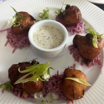 Hawthorne & Wood - Shrimp tempura hush puppies - New American Near Me - Chapel Hill, North Carolina
