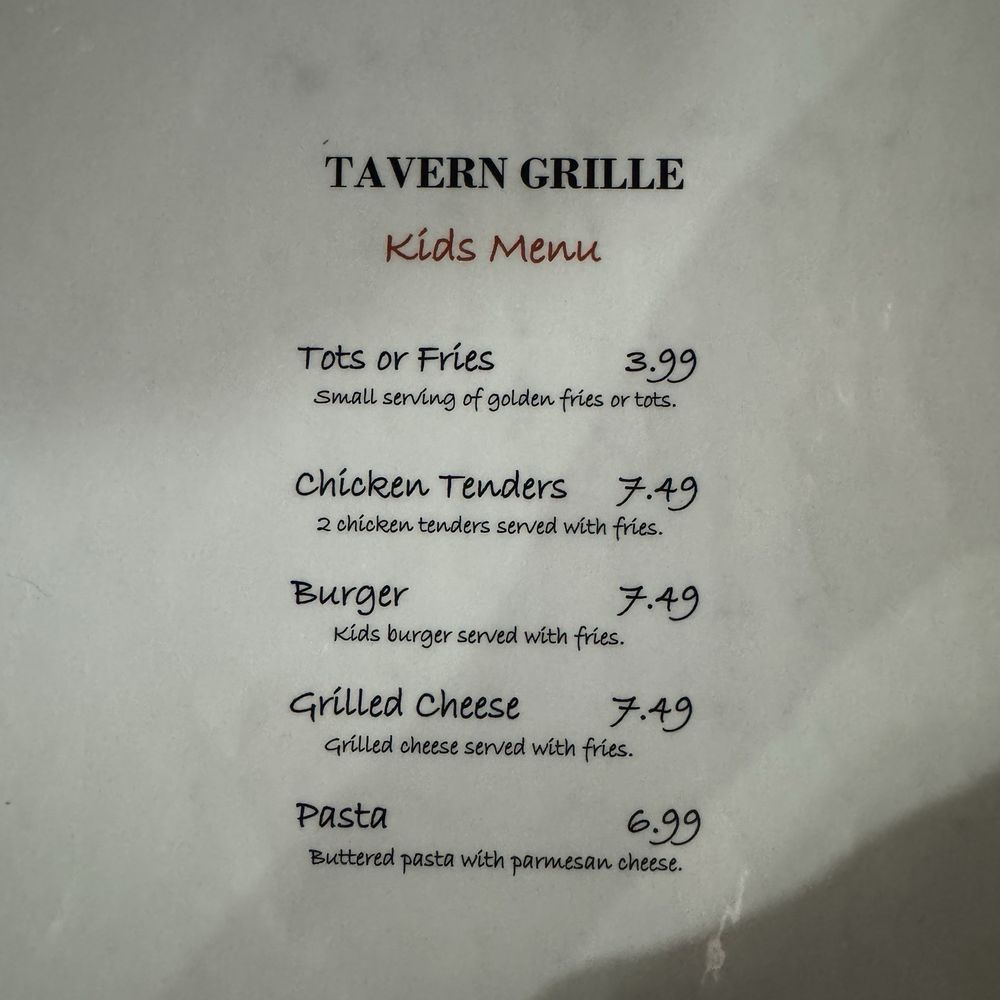 Tavern Grille - Kids menu - American Near Me - Murrieta, California