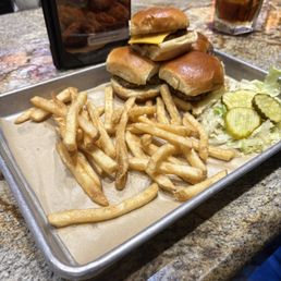 Mini burgers and fries