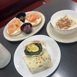 Lefse Lodge Kafe - Lefse breakfast wrap, lox bagel, 1/2 portion rommegrot