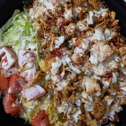 Double chicken sizzle bowl with rice.