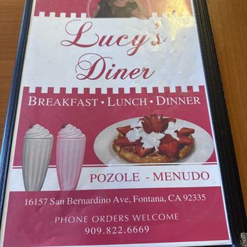 Lucy's Diner - Front of menu..cute - American Near Me - Fontana, California