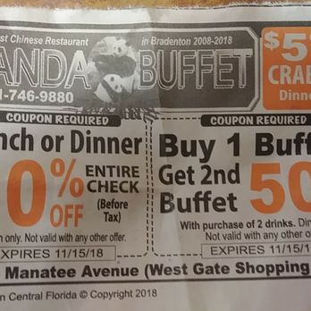 Panda Buffet - I went there on 11/12/2018 Panda Bufett WOULDNT honor this which expired on 11/15/2018 and  food was horrible staff was rude - Chinese Near Me - Bradenton, Florida