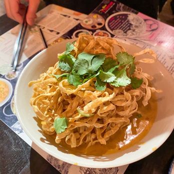 Rim Tanon - Fried noodle curry dish. Sooo good - Thai Near Me - Houston, Texas