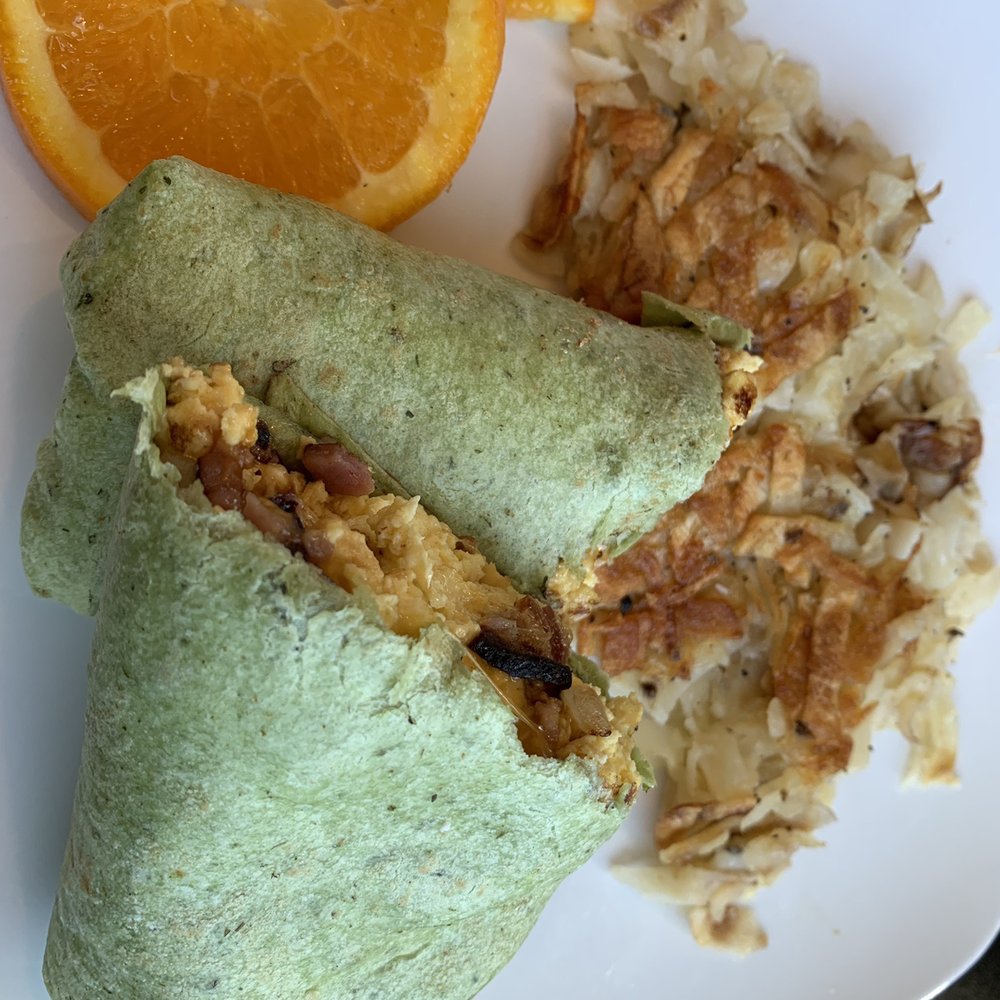 Rock Garden Eatery and Bar - Protein spinach tortilla wrap with potatoes - Breakfast & Brunch Near Me - Torrey, Utah Rock Garden Eatery and Bar - Protein spinach tortilla wrap with potatoes - Breakfast & Brunch Near Me - Torrey, Utah