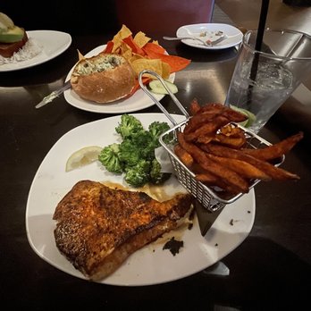 110 Grill - This is a Cuban Swordfish with the sweet potato fries and broccoli. - New American Near Me - Worcester, Massachusetts 110 Grill - This is a Cuban Swordfish with the sweet potato fries and broccoli. - New American Near Me - Worcester, Massachusetts