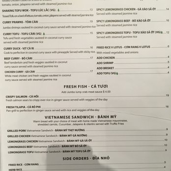 V Lotus - menu page 2/3 - Vietnamese Near Me - Sugar Land, Texas