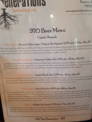 Menu photo 2 Generations Brewing Company Freeport, IL Menu photo 2 Generations Brewing Company Freeport, IL
