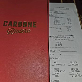 Carbone Riviera - Our bill - Italian Near Me - Las Vegas, Nevada Carbone Riviera - Our bill - Italian Near Me - Las Vegas, Nevada