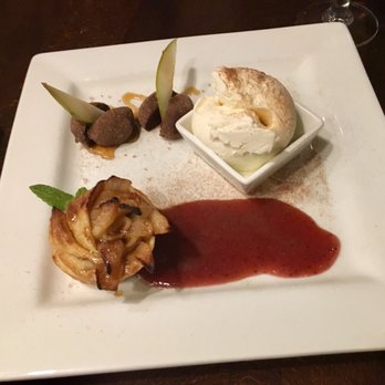 Wine Time - A little sample of desserts. Apple galette, chipotle chocolate truffles and vanilla ice cream with strawberry sauce yummmm! - Wine Bars Near Me - Chico, California