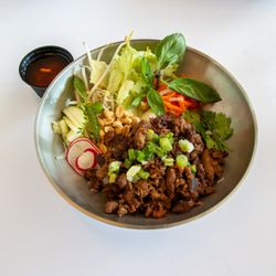 Viet Tea Cafe - Fresh made vermicelli, pickled veggies and house made vegetarian fish sauce, can be served with choice of Asian BBQ Pork, Chargrilled Chicke
