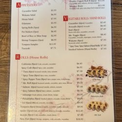 F G Sushi - Menu page 1/2