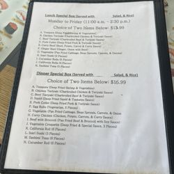 New Tokyo Japanese Restaurant - Lunch and Dinner Special menus