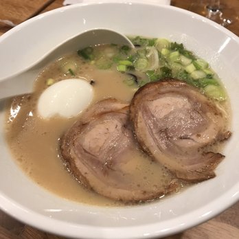 Ippudo Berkeley - Shiromaru Tamago: classic pork broth with pork belly, scallions, mushrooms and soft-boiled egg - Ramen Near Me - Berkeley, California
