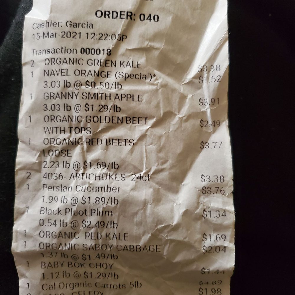the receipt for the order