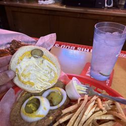 Fried pork tenderloin sandwich!  Hand cut fries!