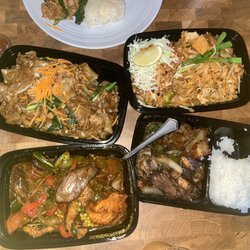 Sticky Rice Cafe - Pad See Ew, Pad Thai, eggplant pork belly and catfish eggplant curry.