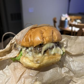 Hangry Burger - #3 Mushroom Meltdown Burger - Single (5oz) or Double (10oz)Mushroom - Burgers Near Me - Springfield, Virginia