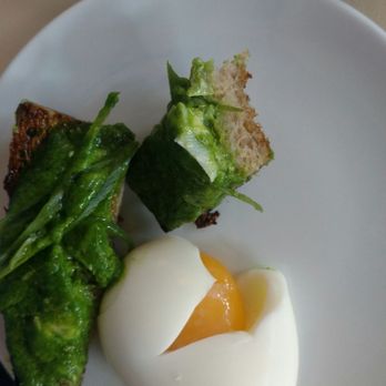 Otway - Do you see that there? That's the yolk perfectly suspended...once my fork touched it, it streamed out in it's soft boiled perfection. - New American Near Me - Brooklyn, New York Otway - Do you see that there? That's the yolk perfectly suspended...once my fork touched it, it streamed out in it's soft boiled perfection. - New American Near Me - Brooklyn, New York