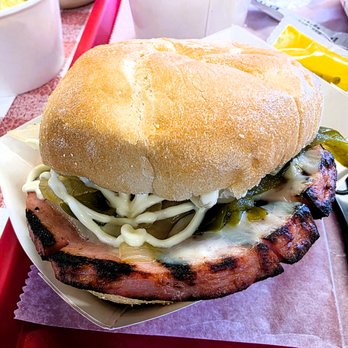 Charlie the Butcher's Kitchen - Grilled Bologna Sandwich with Provolone, peppers, and onions - Sandwiches Near Me - Buffalo, New York