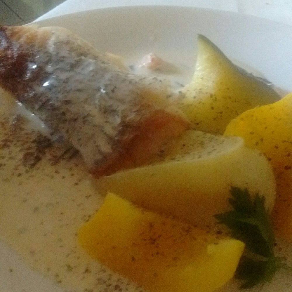 Le Comodoliak - Lieu jaune ( white fish ) in mushroom sauce - French Near Me - Saint-Junien, 87 Le Comodoliak - Lieu jaune ( white fish ) in mushroom sauce - French Near Me - Saint-Junien, 87