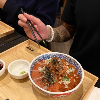 Toyokan Bowl - Salmon Trio and Ikura Bowl - Japanese Near Me - Vancouver, British Columbia