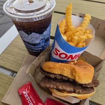 Sonic Drive-In - Double Sonic Smasher, no cheese. - Burgers Near Me - Denver, Colorado Sonic Drive-In - Double Sonic Smasher, no cheese. - Burgers Near Me - Denver, Colorado