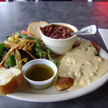 BB's Tex-Orleans - Pecan Crusted Chicken, house salad & dressing, red beans and rice - Cajun/Creole Near Me - Houston, Texas