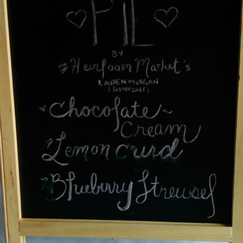 Heirloom Market - Pie buffet sign.  No bad choices here! - Farmers Market Near Me - Wethersfield, Connecticut