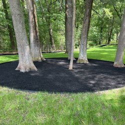 Jacob's Landscaping - After photo. Metal edging with black mulch.