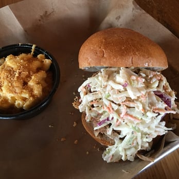 Mission BBQ - Large BBQ pork sandwhich with a side of mac and cheese - Barbeque Near Me - Greenbelt, Maryland