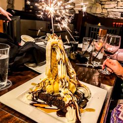 Black Rock Bar & Grill - Volcano cake brought to our birthday guest
