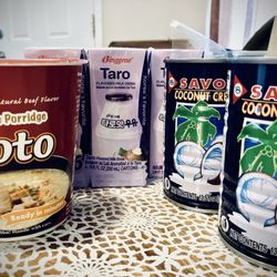 Asia Market - My purchase: a cup of instant porridge, taro-flavored milk and coconut cream.