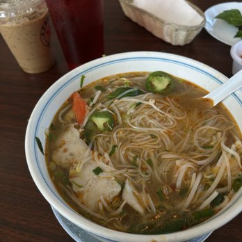 Pho Kobee - Seafood Pho. Added chili oil and hoisin sauce - Vietnamese Near Me - Fort Worth, Texas