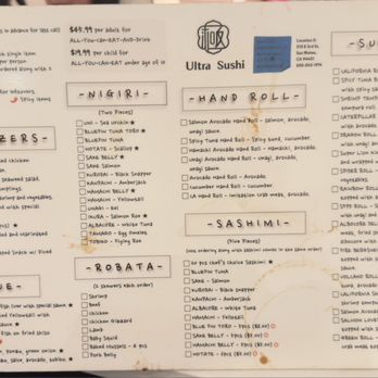 Ultra Sushi - Menu - Sushi Bars Near Me - San Mateo, California