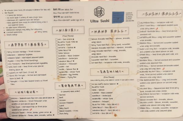 Menu photo 1 Ultra Sushi San Mateo, CA