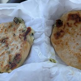 Cheese and spinach (left) cheese and shrimp(right)
