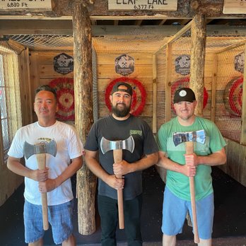 Yosemite Axe Throwing - Three dudes with axes - Axe Throwing Near Me - South Lake Tahoe, California Yosemite Axe Throwing - Three dudes with axes - Axe Throwing Near Me - South Lake Tahoe, California