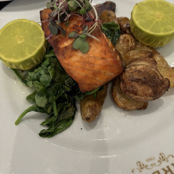 Narbona Boca Raton - Salmon $36.00 Served with fingerling potatoes and sauteed spinach. - Italian Near Me - Boca Raton, Florida