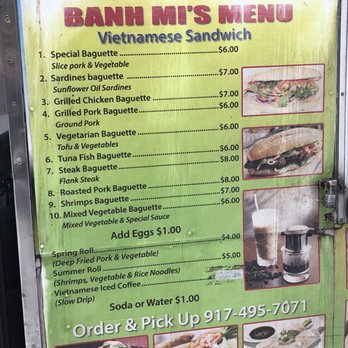 Banh Mi Cart - The menu (as of Dec 16 2019) - Vietnamese Near Me - New York, New York