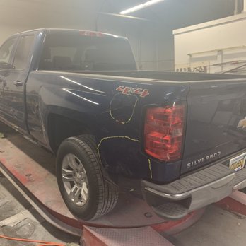 The Collision Shop - 2017 Chevy Silverado in for side panel and rear bumper replacement. - Body Shops Near Me - Brownstown, Michigan