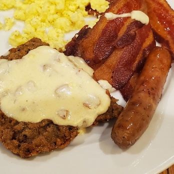 The Buffet at Excalibur - Scrambled eggs, chicken fried steak, bacon, and sausage - Buffets Near Me - Las Vegas, Nevada The Buffet at Excalibur - Scrambled eggs, chicken fried steak, bacon, and sausage - Buffets Near Me - Las Vegas, Nevada