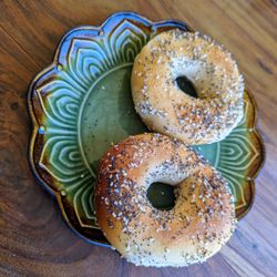 The Bagel Deli & Bakery - Demonstrative photo: Two everythings from The Bagel - see what I mean about skimpy toppings?